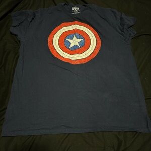 Red and White Short Sleeve Tee with Iconic Shield Design